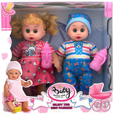 2-Piece 12-Inch Dolls With Feeding Bottles – Water-Fill & Release Toy (Boys & Girls)