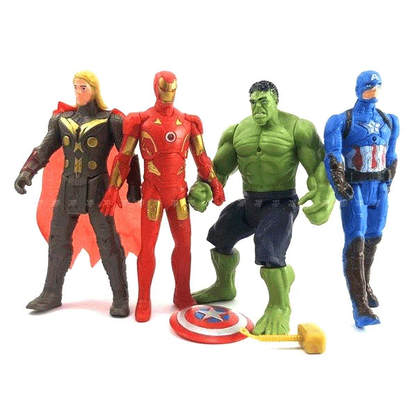 Avengers-Inspired Light-Up Hero Action Figures Set – 5 Pieces (17 cm) with Weapons