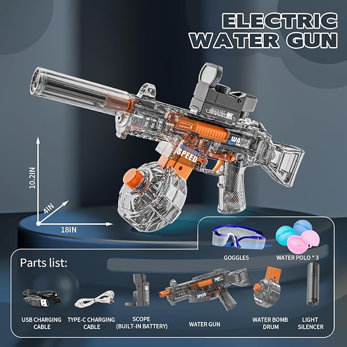 Three-Mode Electric M416 EVA Soft Bullet Water Gun – Rechargeable with Lithium Battery & USB Cable