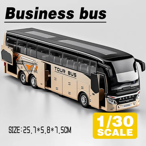 Die-Cast High-End IC Alloy Pullback Single-Layer Bus Toy