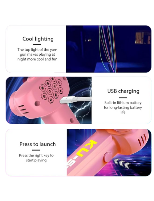 Blue String Rope Launcher Fidget Toy – Anti-Gravity Loop Fun for Kids & Adults (Pink)