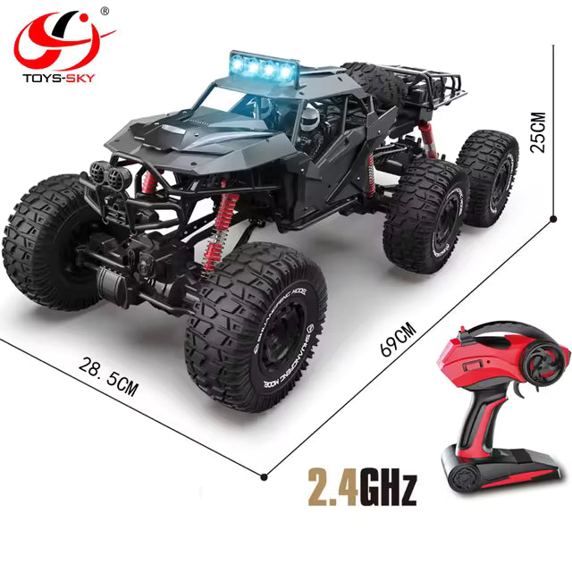1:8 Scale RC Six-Wheel Drive Climbing Car with Lights & Lithium Battery