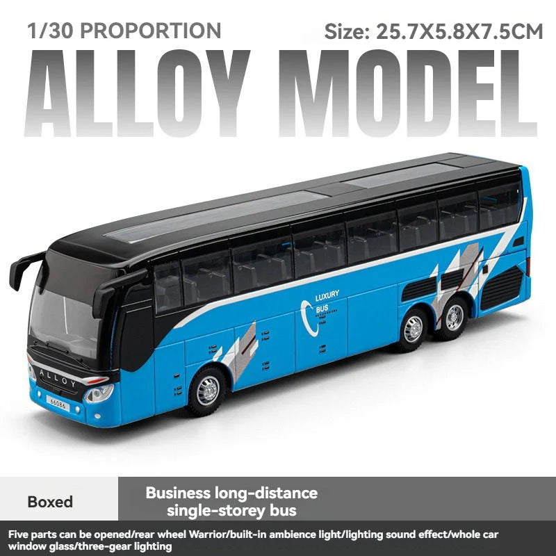 Die-Cast High-End IC Alloy Pullback Single-Layer Bus Toy