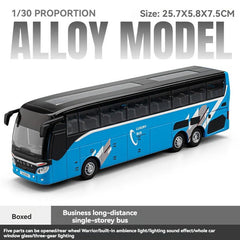 Die-Cast High-End IC Alloy Pullback Single-Layer Bus Toy