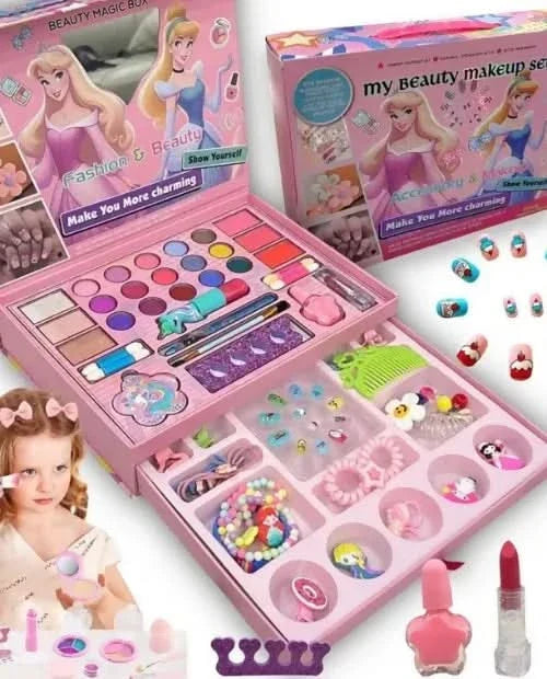 2-in-1 Beauty Makeup Kit Toy || Portable Cosmetic Set for Kids