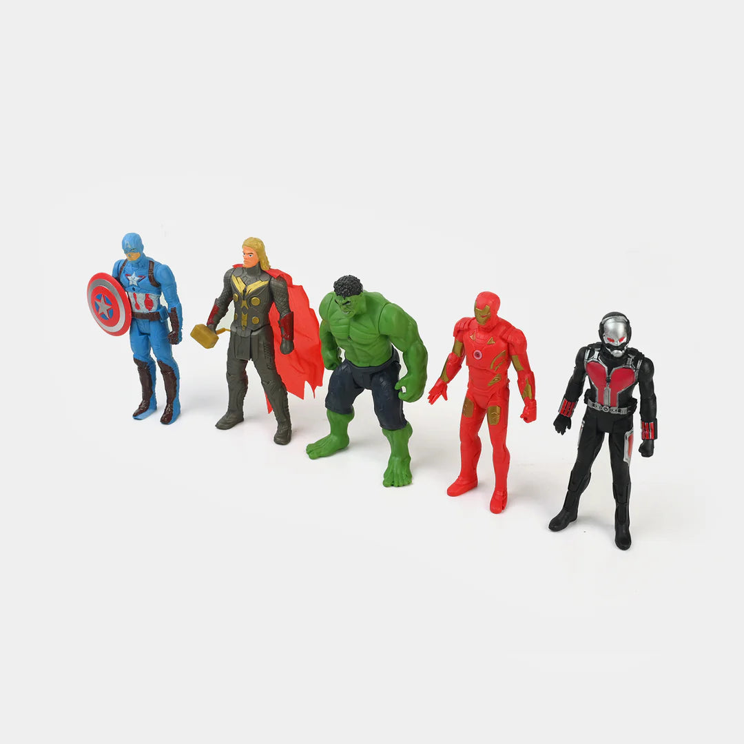 Avengers-Inspired Light-Up Hero Action Figures Set – 5 Pieces (17 cm) with Weapons