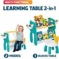 204 PCS 2-in-1 Kids Building Blocks & Learning Table