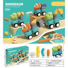 Magnetic Blocks Dinosaur Engineering Car Set for Kids