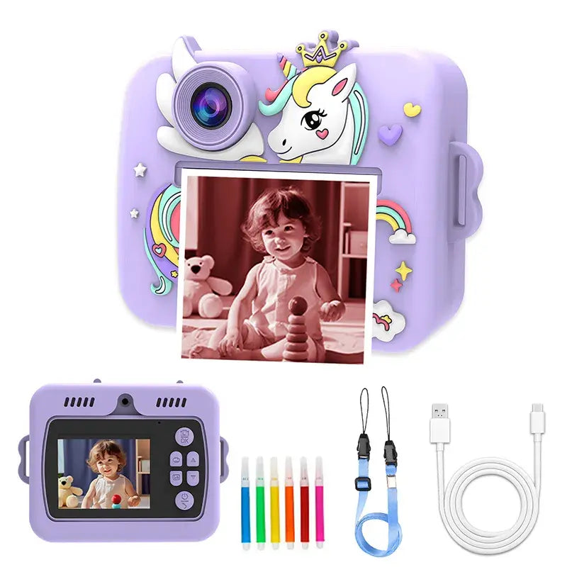 2.4-Inch Dual Camera Kids Digital Camera with Bluetooth, Mobile App Connectivity, Instant Printer & Rechargeable Battery