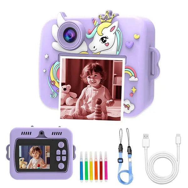 2.4-Inch Dual Camera Kids Digital Camera with Bluetooth, Mobile App Connectivity, Instant Printer & Rechargeable Battery